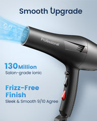 Professional Ionic Hair Dryer – Fast Drying, 2 Speed 3 Heat, Diffuser & Nozzle Set