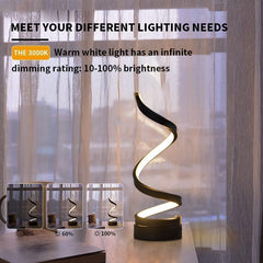 Modern LED table lamp with a warm white light feature on a neutral background