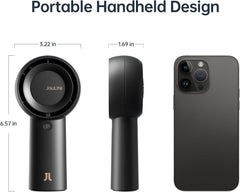 JISULIFE Portable Handheld Turbo Fan [18H Max Cooling Time], 6000mAh USB Rechargeable Personal Battery Operated Lash Small Pocket Fan with 5 Speeds for Travel/Outdoor/Home/Office - Black
