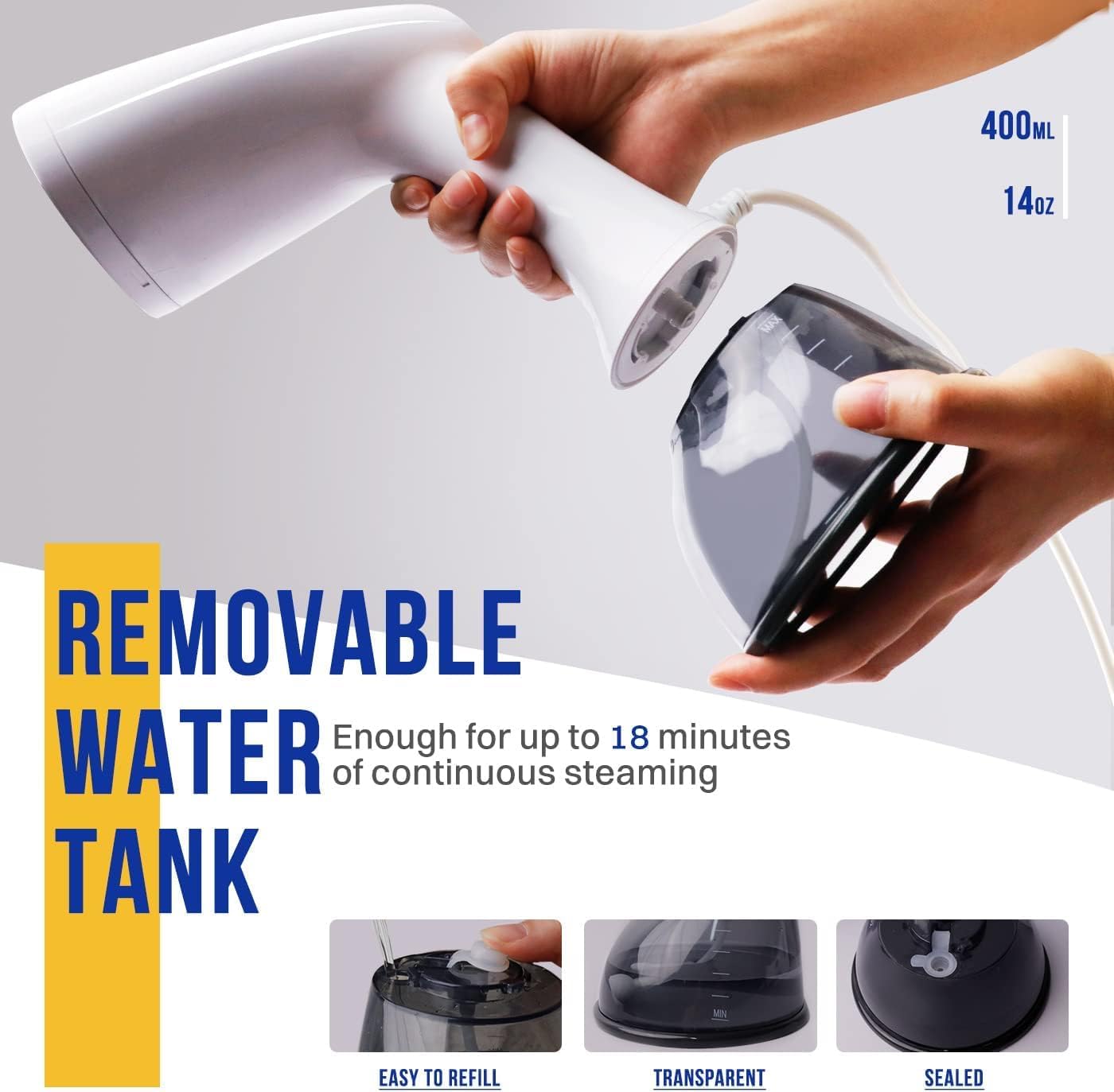 Handheld Clothes Steamer 30g/min 400ml Tank