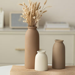 Set of 3 Small Ceramic Vases – Rustic Farmhouse Mini Flower Vases for Home Décor