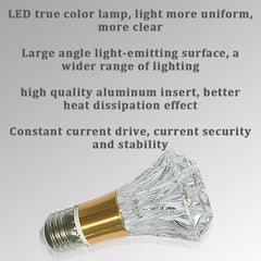 Acrylic Crystal Bulb 5W Edison Screw Light 85-265V, 3000K Warm Light, E27 Base Professional Decorative lamp (1 Count E27-B009) [Energy Class F]