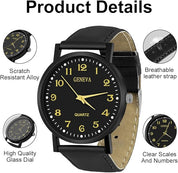 Mens Watches, 39MM Men's Chronograph Watch, Leather Watches Quartz Watch, Business Casual, Elegant Gift for Men