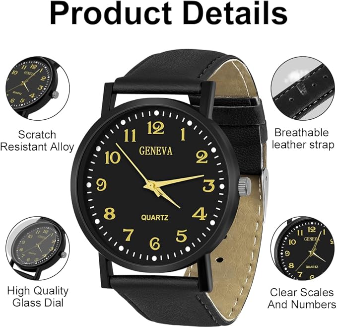 Mens Watches, 39MM Men's Chronograph Watch, Leather Watches Quartz Watch, Business Casual, Elegant Gift for Men
