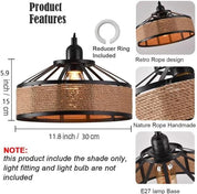 Metal Rope Pendant Light Shade 30cm Retro Ceiling Lampshade Black