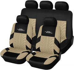Universal Full Set Car Seat Covers – Gray Tire Track Design Seat Protectors