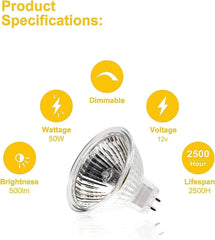 MR16 12V 50W GU5.3 Halogen Spotlight Bulbs – 6 Pack