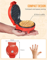 Blazant Mini Waffle Maker – 4 Inch Nonstick Compact Waffle Iron, 550W, Portable Breakfast Chaffle & Snack Maker, Red