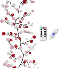 Rose LED Vine Wall Lights 3.9FT, 48 LED Blossom Branch Fairy Lights with Remote and 8 Lighting Modes for Bedroom Décor
