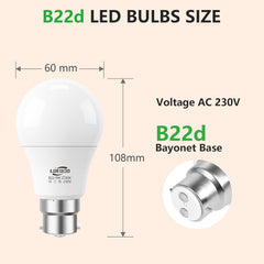 B22 LED Light Bulbs 9W 60W Equivalent Warm White Pack of 16