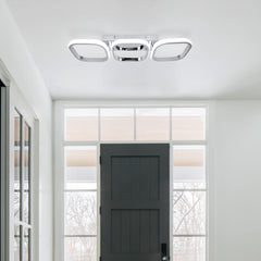 Ceiling light fixture in a room with a door and windows