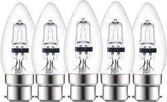 Luxvista 42W B22 Halogen Candle Bulbs, Dimmable Warm White 2700K, 5-Pack