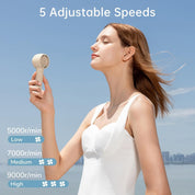 JISULIFE Mini Portable Fan-Bladeless Safe Design, Powerful Turbo Handheld Fan with 5 Speeds, 16Hrs Max Cooling Time，USB Rechargeable, Small Pocket for Travel/Lash, Gifts For Girls/Women