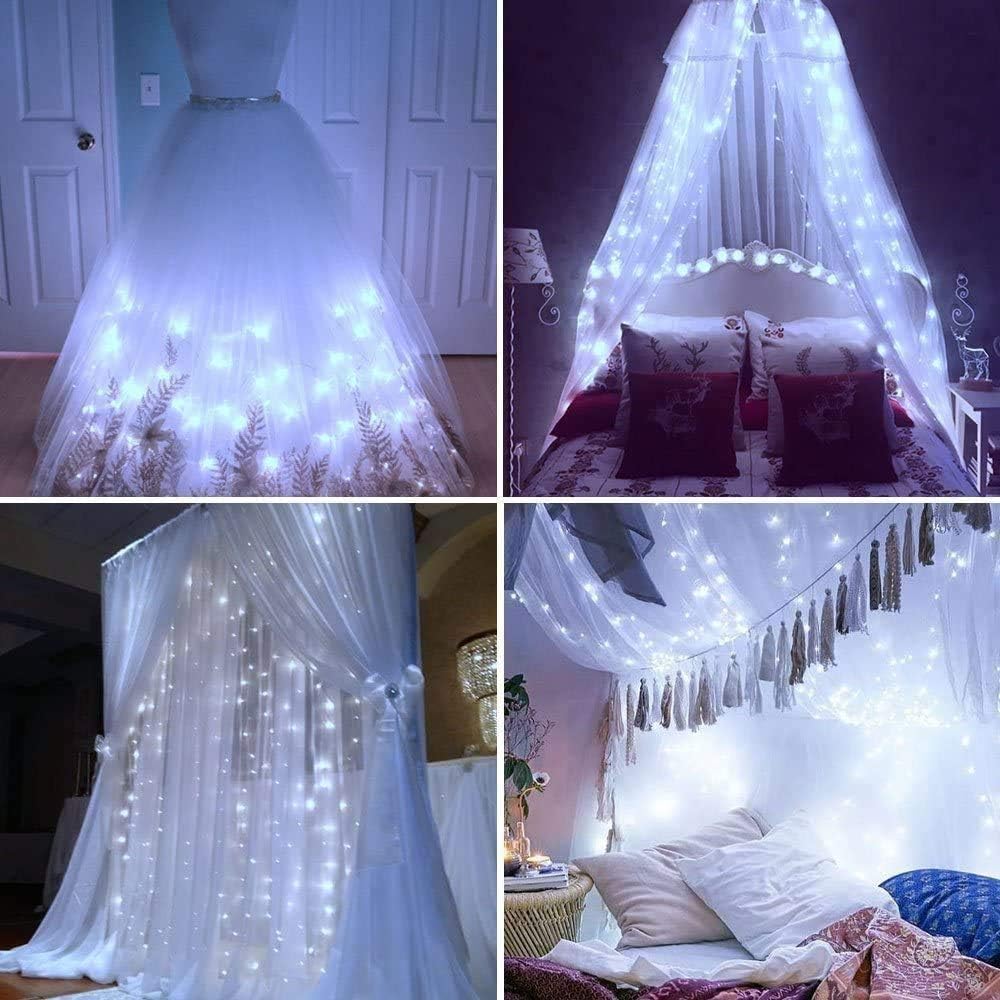 LED Curtain Fairy Twinkle Lights 3x3m 300 LEDs – Cool White