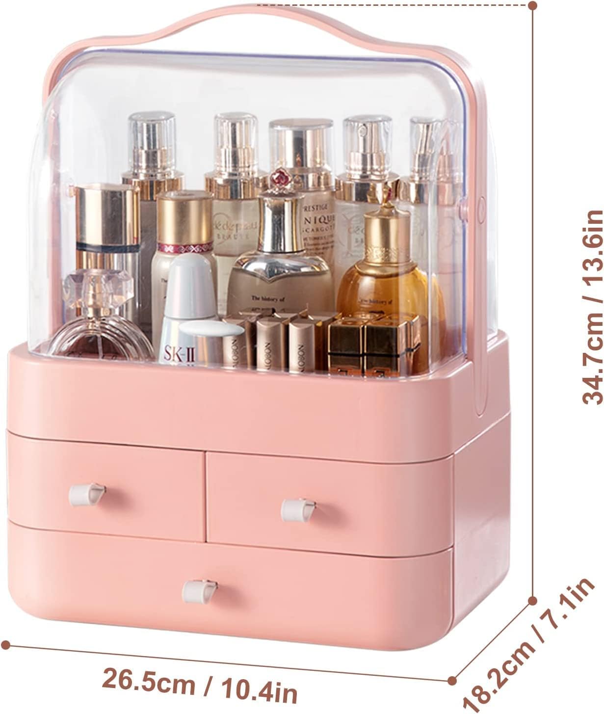 Makeup & Skincare Organizer Box with Lid and Drawers – Vanity Storage for Bathroom & Table