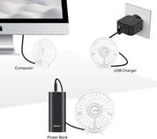 EasyAcc Handheld Fan USB Fans Portable Hand Fan 3 Speeds 180° Foldable with 6 Blades Personal Electric Mini Outdoor Fan with Rechargeable Battery Foldable Handle Desktop for Home Travel Outdoor- White