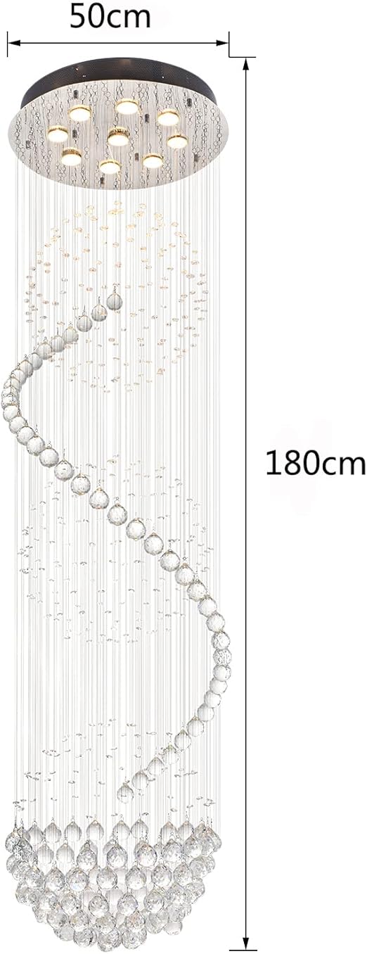 Luxurious Crystal Ball Chandelier - 138 Genuine Crystal Droplets Rainfall Design