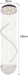 Luxurious Crystal Ball Chandelier - 138 Genuine Crystal Droplets Rainfall Design