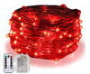 5M/16.4Ft 50LED Battery Powered LED String Lights, Remote/Dimmable/Timer, Waterproof Copper Fairy Lights for Indoor & Outdoor Christmas, Wedding, and Party Decorations (Red)