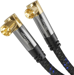4K aerial cable Nylon braided, TV cable 90° angled connectors – 12.5m – with break-proof metal plugs for digital & analogue TV (male to female angled connectors for DVB-C, DVB-T, DVB-S) – CableDirect