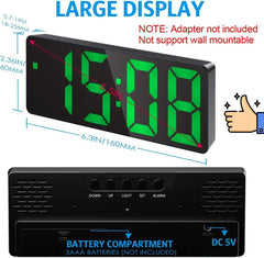 LED Digital Alarm Clock – Temperature Display, Adjustable Brightness, Voice Control, 12/24H