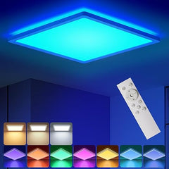 RGB LED Ceiling Light with Remote, 24W Dimmable Flush Mount