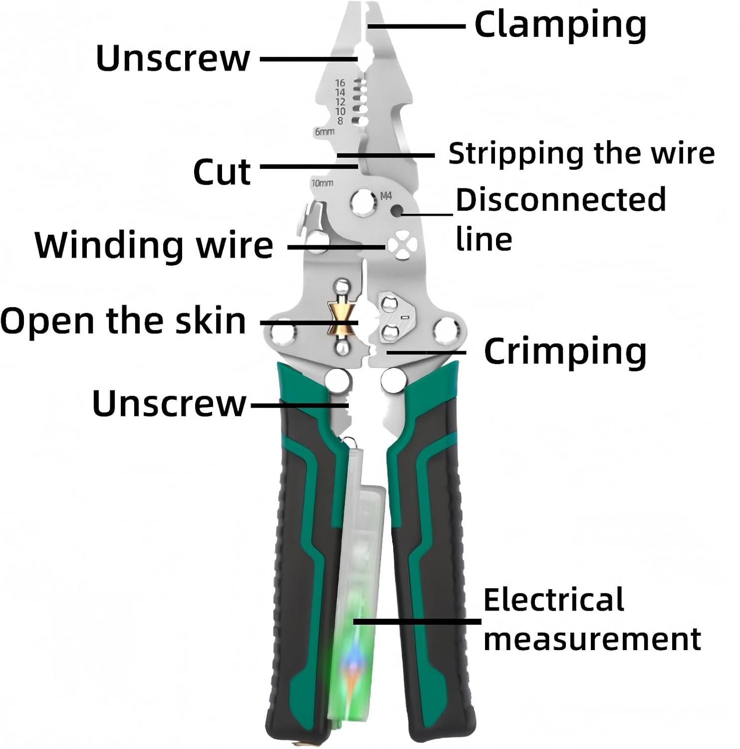 Professional Electrical Pliers,18-in-1 Multi Tool for Electricians | Wire Stripper,Cutter,Crimper,Cable Stripper Machine | Voltage Tester, Screwdriver | for DIY & Home Electrical Repairs,Pliers Tools
