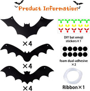 12PCS Halloween Hanging Bats with Glowing Eyes Outdoor Yard Decor