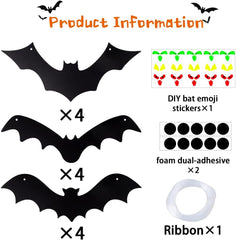 12PCS Halloween Hanging Bats with Glowing Eyes Outdoor Yard Decor