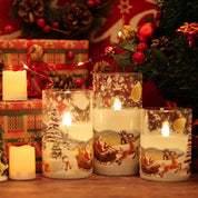Christmas Santa Glass LED Candles Flameless with Remote Control