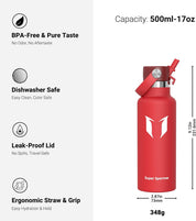 Insulated Stainless Steel Water Bottle – Leakproof FlipFlow Flask with Straw Lid