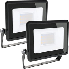 2-Pack 20W LED Outdoor Floodlights - 2000LM Bright Security Lights, IP65 Waterproof, 6500K Daylight White, Energy-Efficient for Garden, Garage, and Warehouse