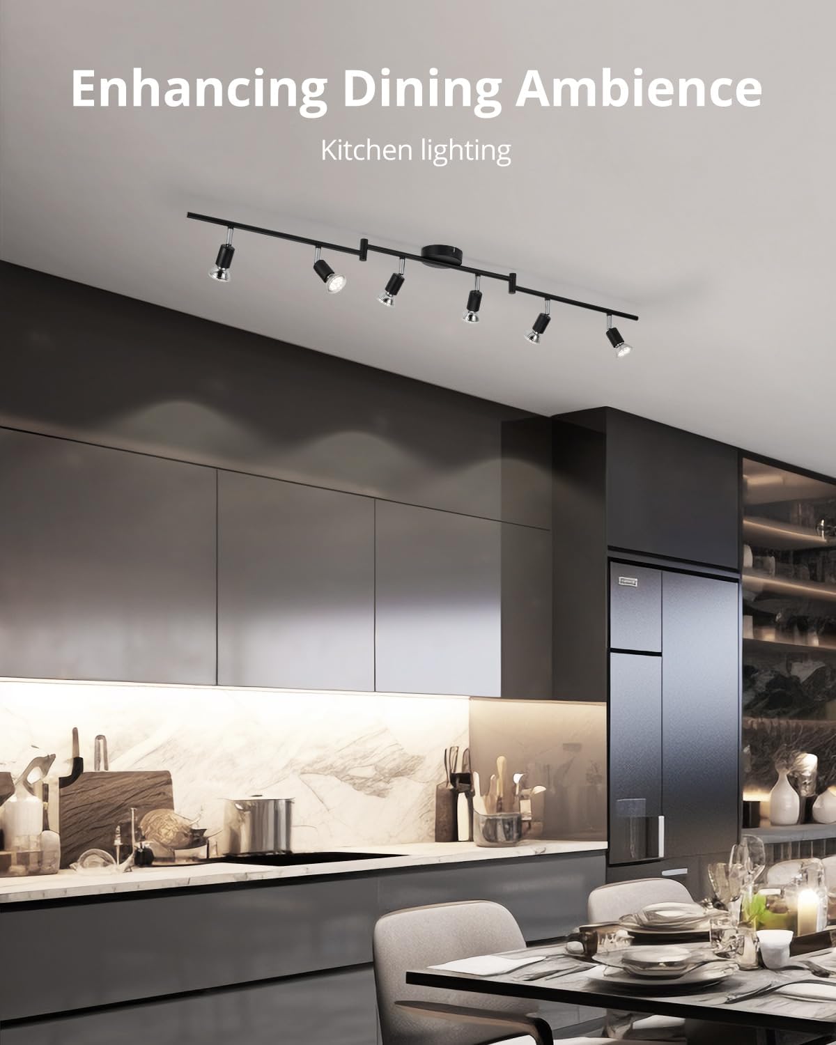 6-Way Rotatable LED Spot Ceiling Light – Modern Matte Nickel Fixture with 4000K Natural White Lighting for Living Rooms, Kitchens, Bedrooms, and Hallways