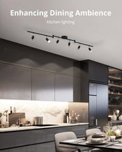 6-Way Rotatable LED Spot Ceiling Light – Modern Matte Nickel Fixture with 4000K Natural White Lighting for Living Rooms, Kitchens, Bedrooms, and Hallways