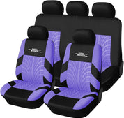 Universal Full Set Car Seat Covers – Gray Tire Track Design Seat Protectors