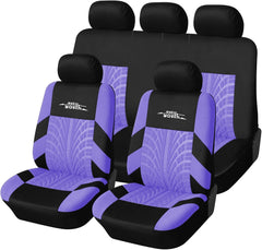 Universal Full Set Car Seat Covers – Gray Tire Track Design Seat Protectors