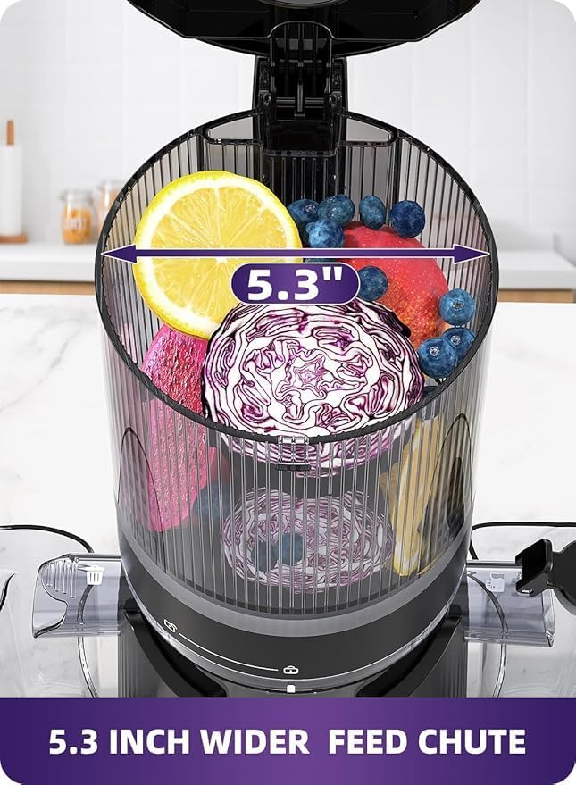 135mm Wide Chute Cold Press Juicer 300W BPA-Free Easy Clean Black