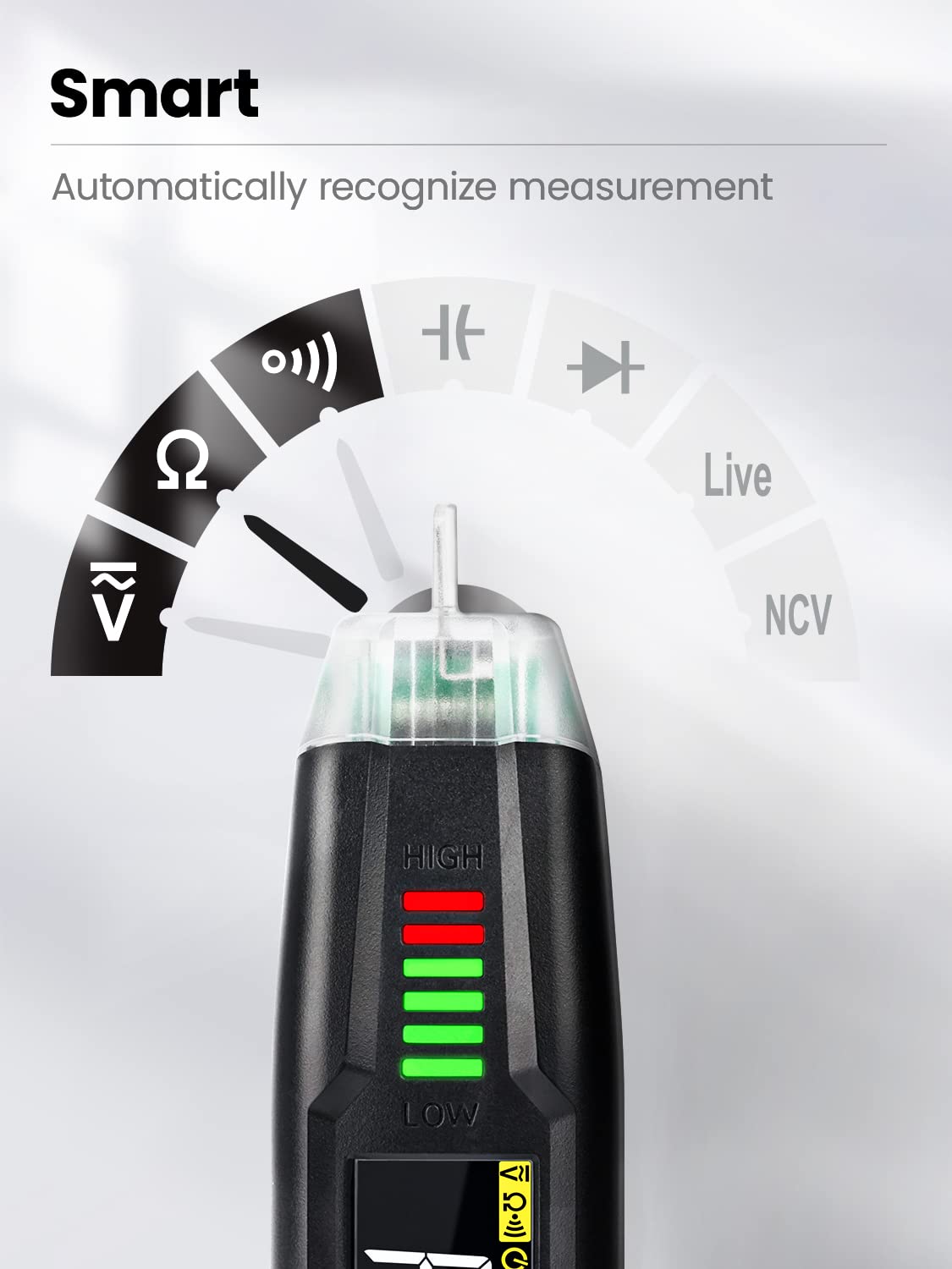 KAIWEETS Multi-function Voltage Tester, Non-Contact Electrical Tester, 600V AC/DC Voltage Test, Sensitivity Electric Voltage Pen with NCV, LED Flashlight, Resistance, capacitance, Diode Testing
