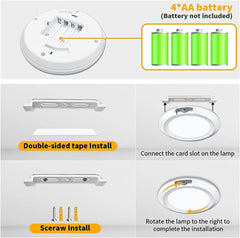 Instructions for installing a light fixture with battery and installation methods.
