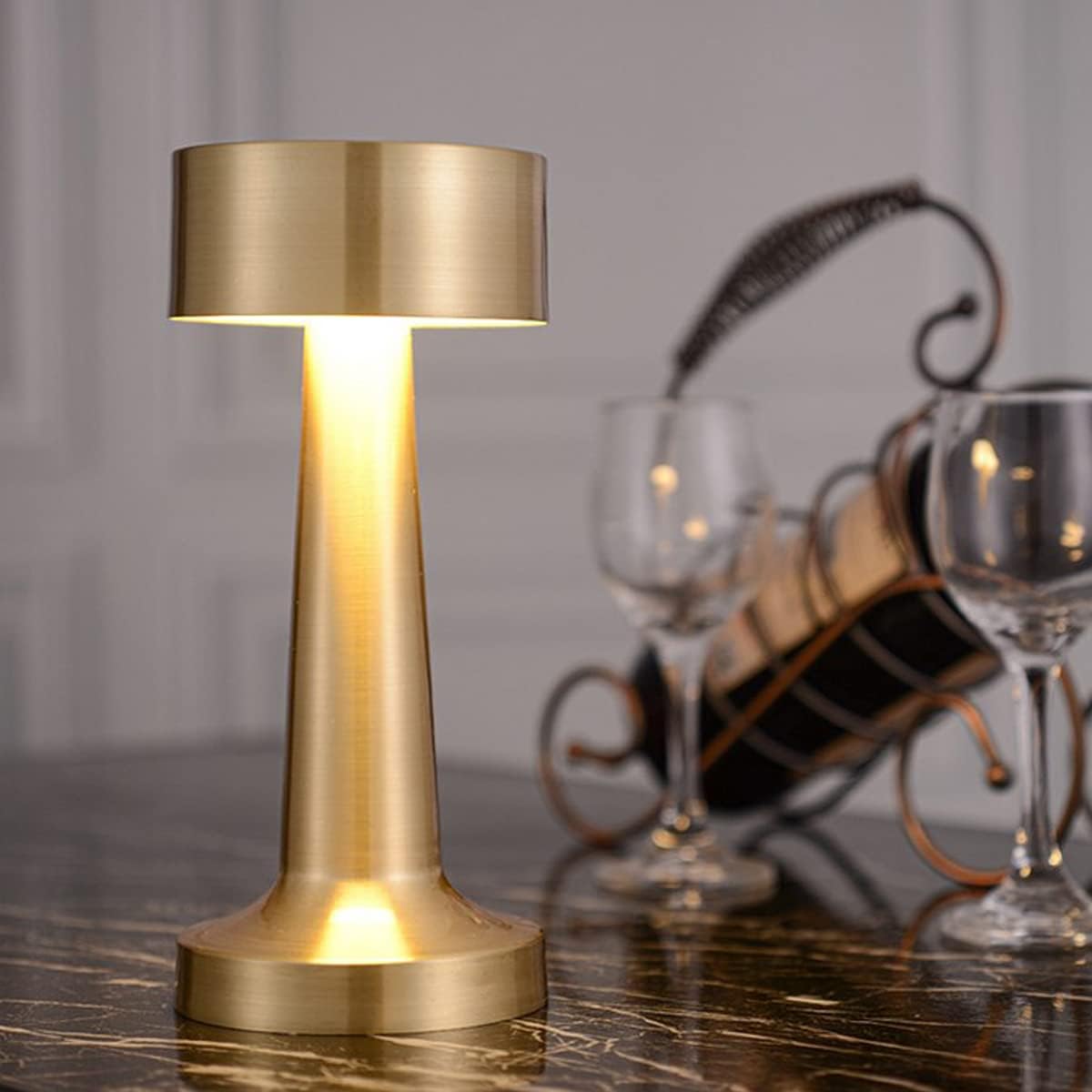 Cordless Table Lamp – Rechargeable LED Desk Lamp with Touch Control, 3-Level Warm Dimming Metal Bedside Reading Light for Bedroom & Dining