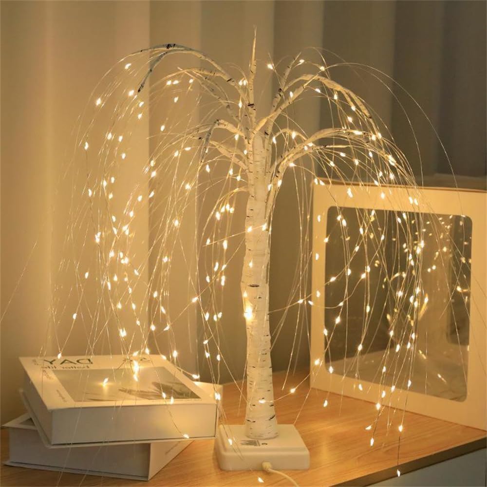 LED Willow Tree Table Lights with 192 LEDs, 20 Inch Decorative Branch Lamp with 8 Lighting Modes for Home and Event Décor
