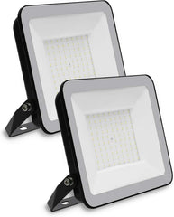 2-Pack 100W LED Floodlights - 8700 Lumens, IP65 Waterproof, 6500K White, 1M Cable, Ideal for Stadiums, Sports Facilities, and Warehouses