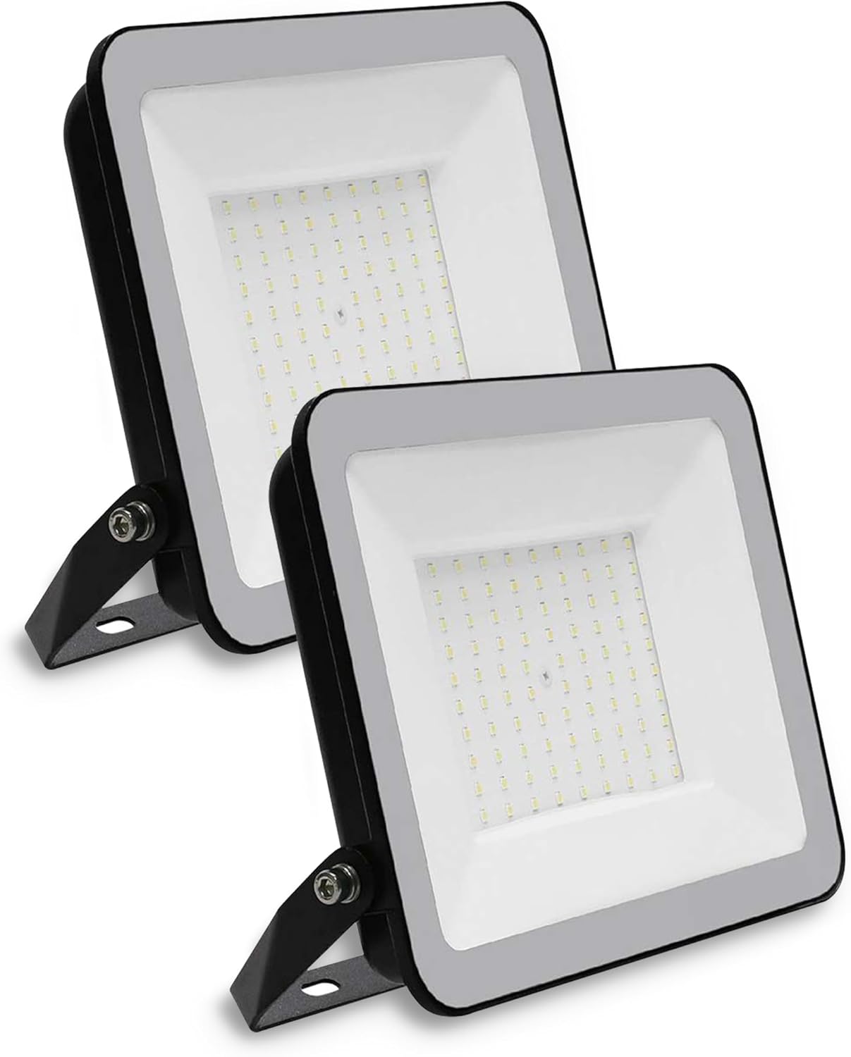 2 Pack 100W LED Floodlights, 8700 Lumens, IP65 Waterproof, White 6500K, 1M Cable, for Stadiums, Sports Facilities, Warehouse