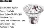 4-Pack 75W Reptile Heating Lamp with UVA UVB Full Spectrum, Ideal for Lizards, Snakes, Turtles, Amphibians, and Aquatic Environments
