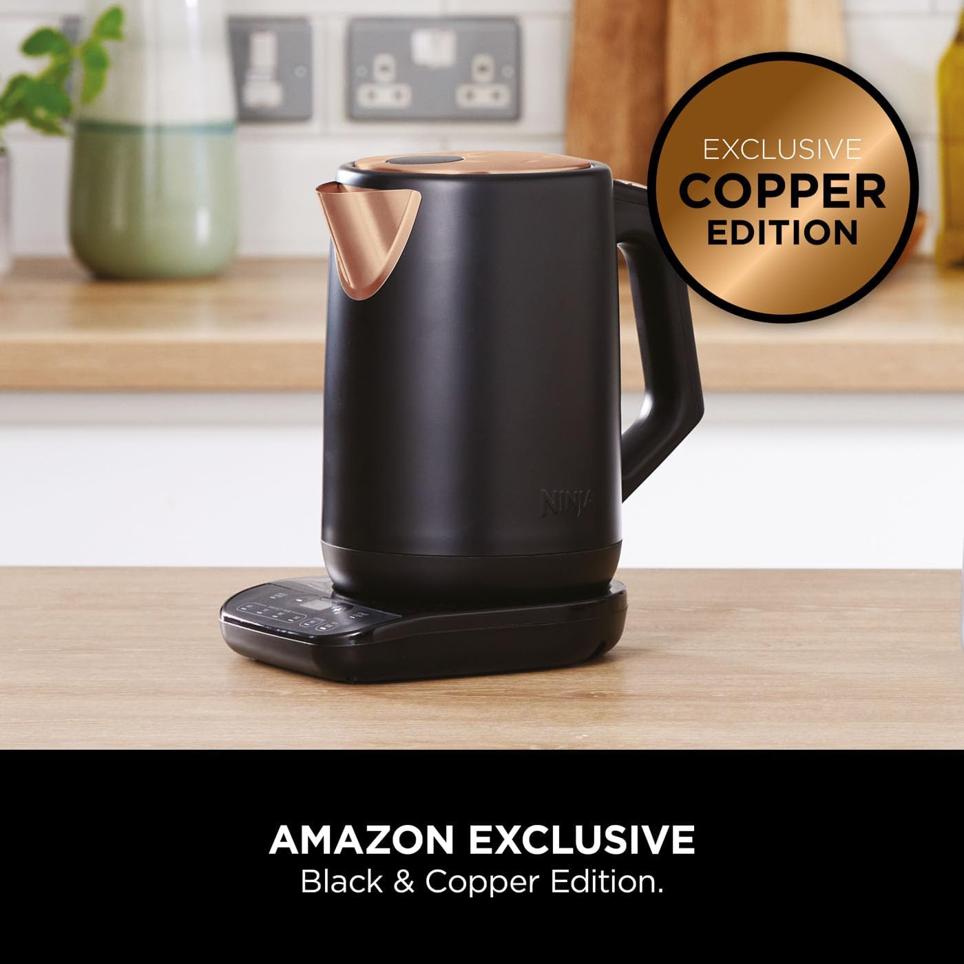 Ninja Perfect Temperature Kettle 1.7L – LED Display, Rapid Boil, Temperature Control & Keep Warm – Black & Copper