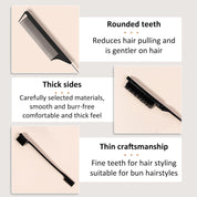3-Pcs Hair Brush Set – Slick Back Brush, Edges Brush & Rat Tail Comb for Women