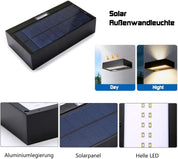 Solar Wall Lights Outdoor Up Down – LED Garden Wall Light Aluminium, 4400mAh Battery, Twilight Sensor