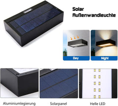 Solar Wall Lights Outdoor Up Down – LED Garden Wall Light Aluminium, 4400mAh Battery, Twilight Sensor