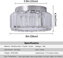 Modern Crystal Ceiling Light Flush Mount LED Fixture for Home
