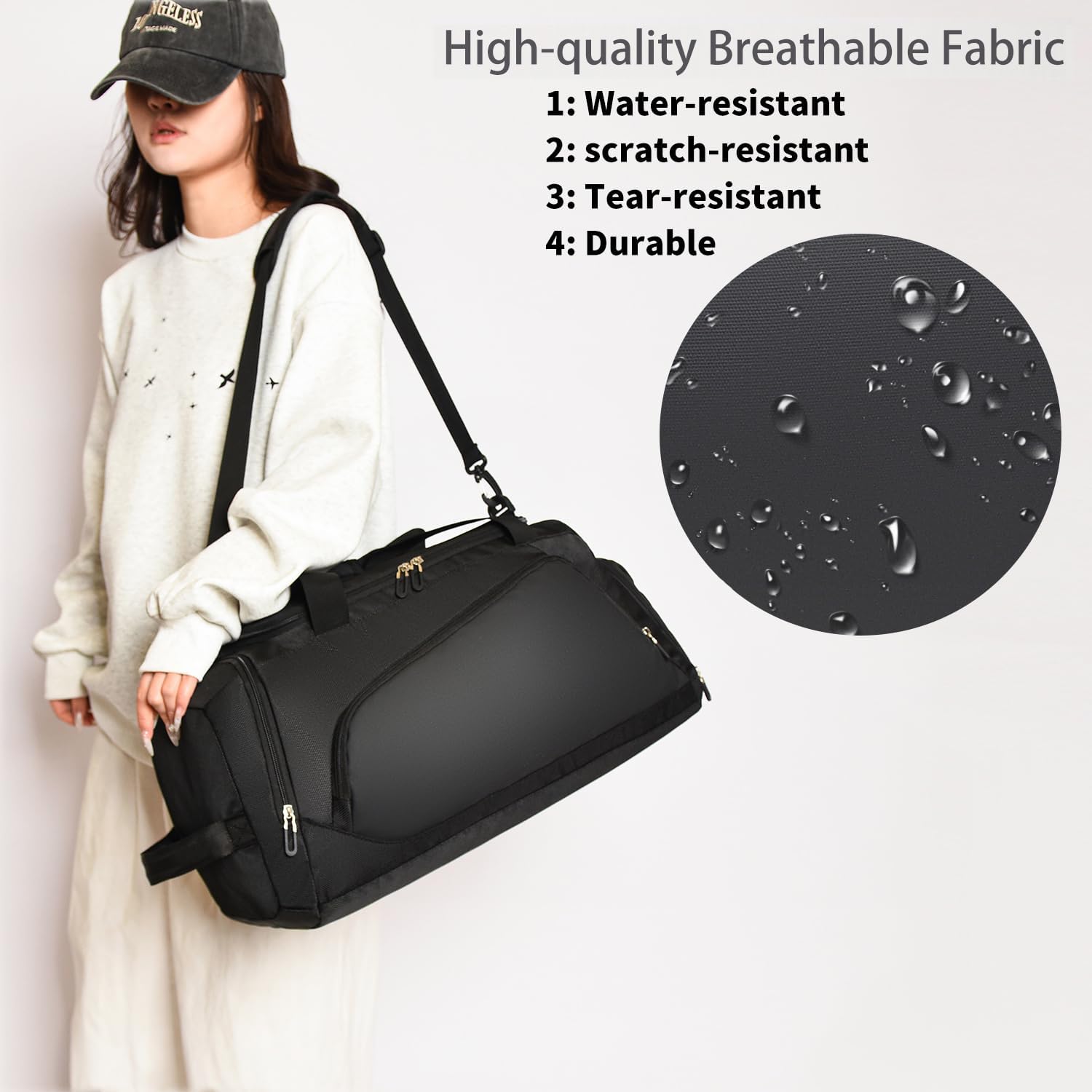 Waterproof Gym Duffel Bag with Shoe Compartment & Wet Pocket for Men and Women